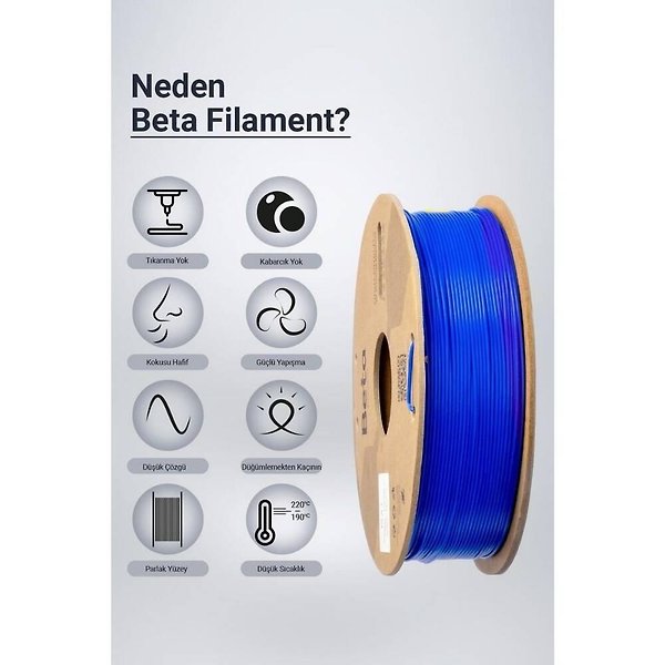 Beta PLA+ Filament - Neon Mavi (Fluorescent) - 1 Kg