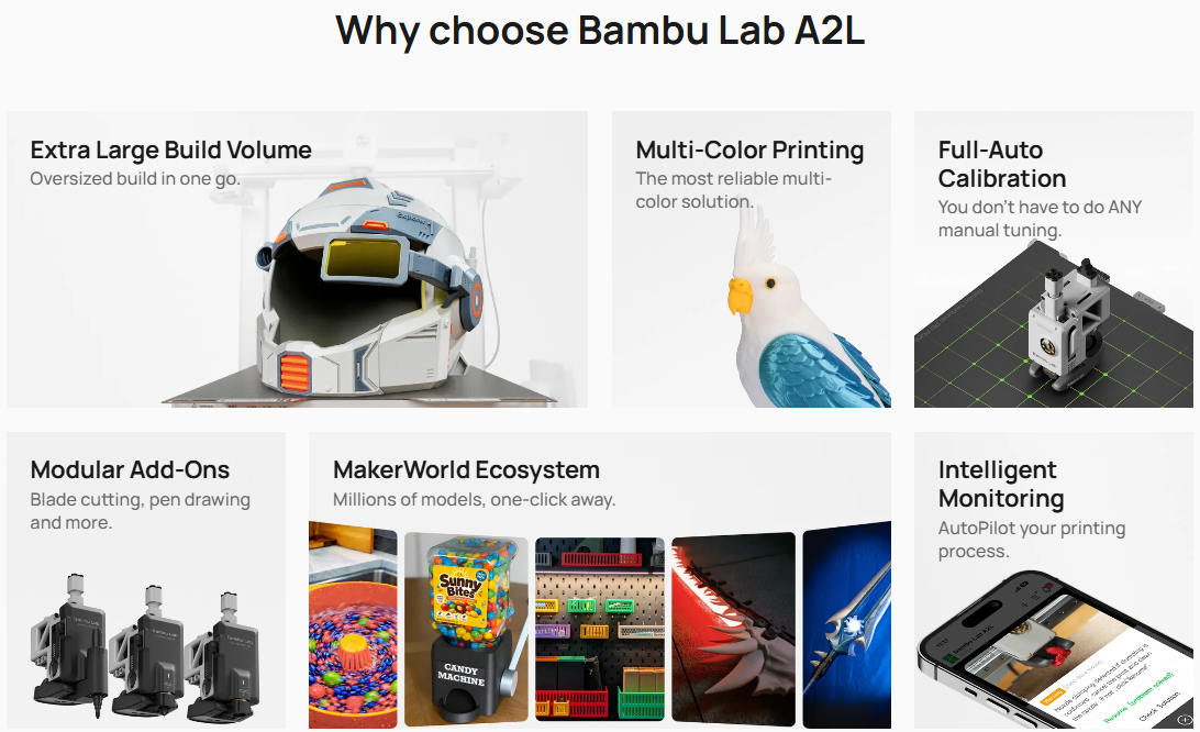 Bambu Lab A2L Combo 3D Yazıcı özellik görseli 1