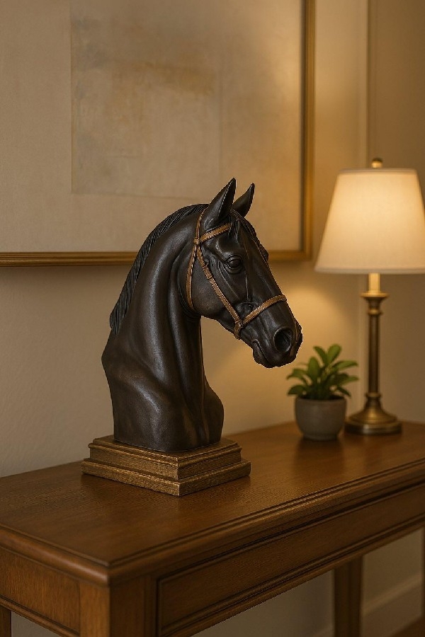 Tekli At Başı – 25 cm El Yapımı 3D Baskı Büyük Boy Dekoratif Biblo