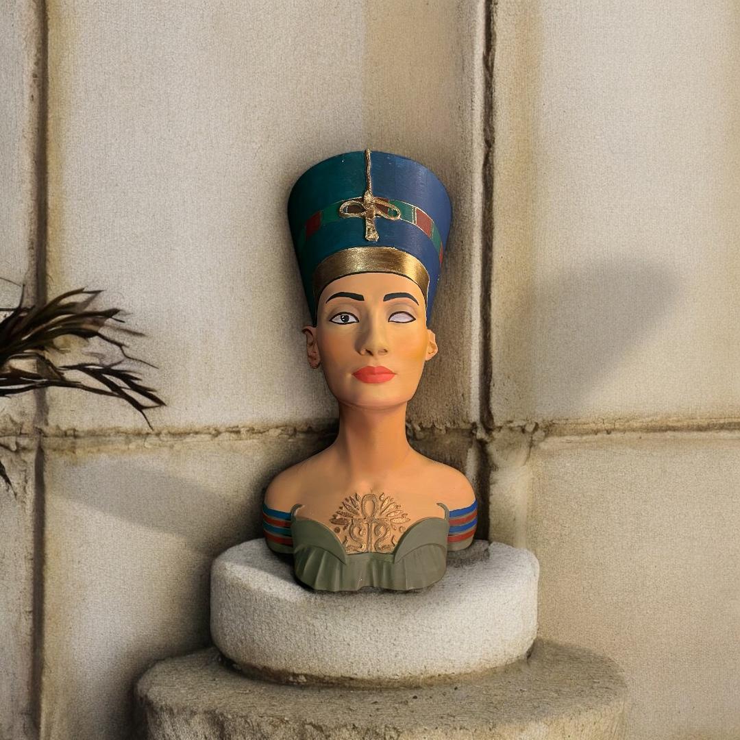 Nefertiti Büstü – Antik Mısır Temalı 3D Baskı El Yapımı Dekoratif Biblo