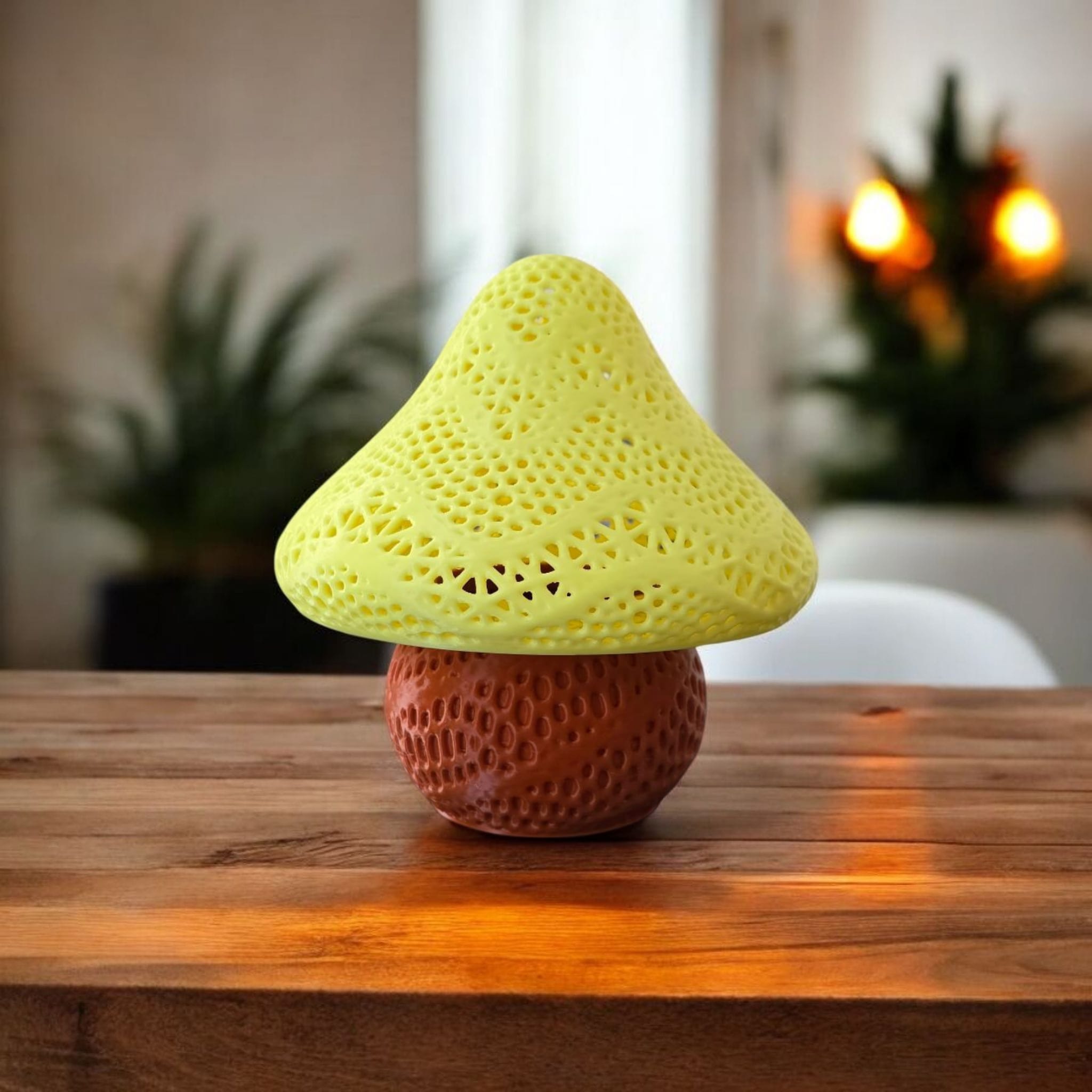 Sarı Fosforlu Mantar Masa Lambası